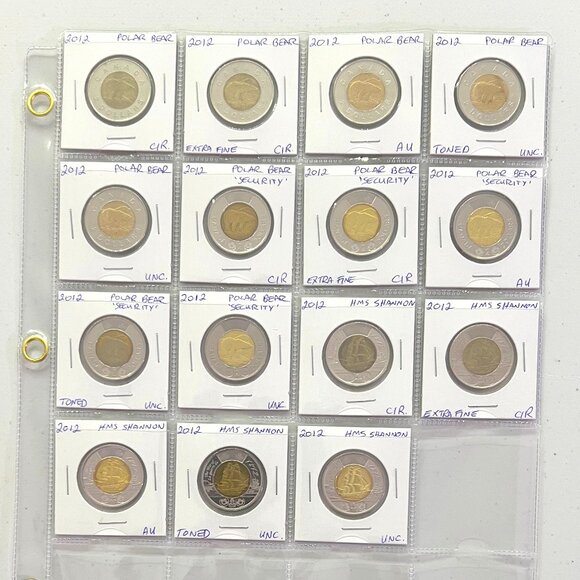 Special 15 Coin Set of the 3 Types of Canada 2012 $2 Toonies! - Picture 1 of 16